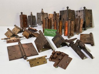 Gigantic Lot Of 24 Antique (1887) And Vintage Brass Door Hinges