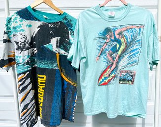 Two Men's Vintage Surf Theme Cotton T-shirts