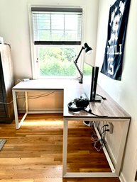 Wayfair L Shape Desk On White Metal Frame  (LOC: W1)