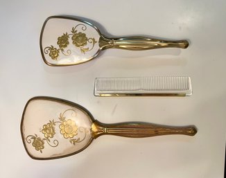 Vintage Vanity Hand Mirror, Hair Brush & Comb Boxed Set, Made In USA
