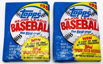 2 Packs Unopened 1989 Topps Major League Baseball Cards