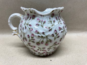 Limoges. T&V France Double Spouted Small Pitcher Or Creamer With Red Flower Buds. Flawless.
