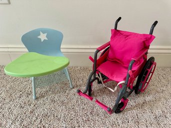 American Girl Desk & NY Doll Collection Pink Wheelchair