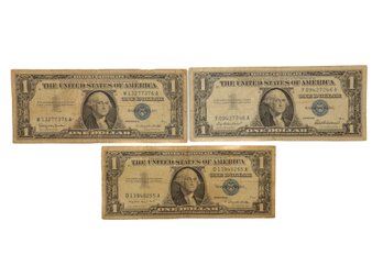 1957, 1957A, 1957B One Dollar Silver Certificates With Blue Seals