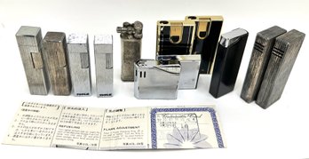 12 Vintage Maruman Japanese Lighters, Some With Certificates Of Authenticity