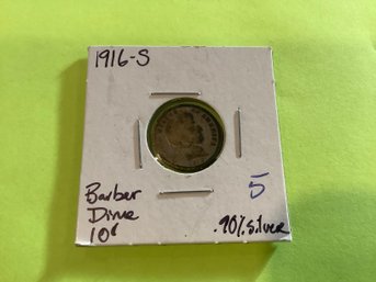 1916 S Barber Dime 90 Silver 64