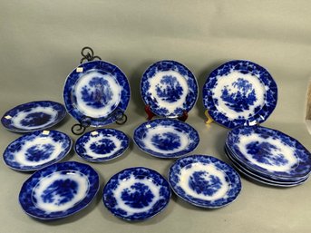 Antique J & G Alcock Scinde Flow Blue Plates