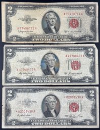 3 $2 Red Seal Certificates 1953, 1953-A, 1953-C