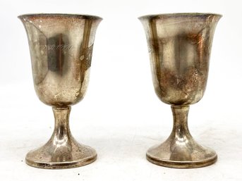 A Pair Of Vintage Sterling Silver Wedding Wine Chalices