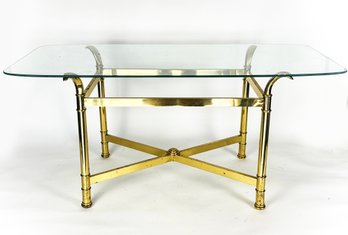 A Vintage Glass And Brass Coffee Table, C. 1970's