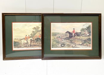 A Pair Of Vintage Hunt Themed Lithographs - COA On Reverse