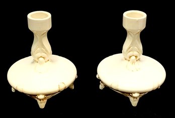 Vintage Pair Of Loma Pottery 1967 Candlesticks