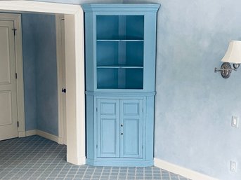 Light Blue Painted Corner Cupboard