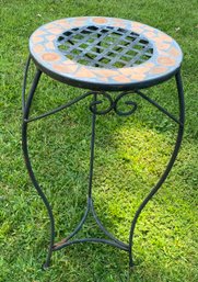 Mosaic And Metal Plant Stand