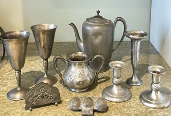 Mixed Metal Lot With Pewter, Quadrupleplate And Others From Norway, Spain, Holland And Others