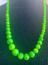 Neon Green Vintage Beaded Necklace