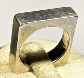 Modernist Solid Sterling Silver Modernist Square Ring Size 8