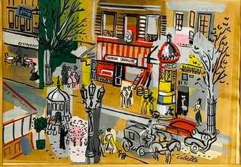 Listed Artist Charles Cobell Print - 'Paris -Boucherie Chevaline' - 1960s