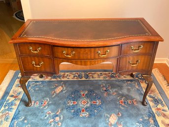 Antique Wood Desk With Leather Top