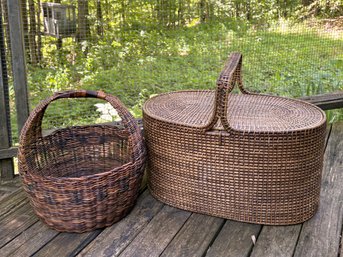 Vintage Baskets - Including A Gorgeous Finely Woven Picnic Basket!