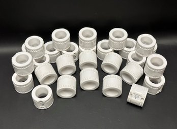 A Set Of 30 Elegant Ceramic Napkin Rings, Dry-Erase Place Cards!
