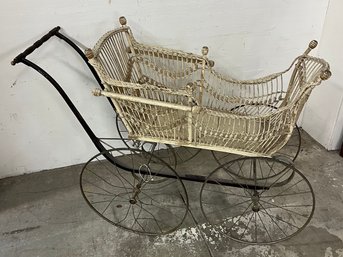 Antique High Wheel Wicker Stroller