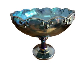 Indiana Glass Garland Blue Carnival Glass Compote Dish