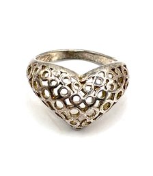 Vintage Sterling Silver Cut Out Heart Ring, Size 7