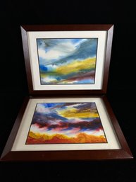 Pair Of Abstract Landscape Framed Art