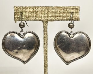 Sterling Silver Heart Shaped Pierced Earrings (small Dent)