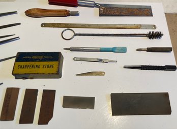 Files, Sharping Tools And More In An Old Metal Box