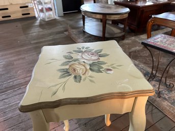 Square Table Hand Painted Flowers