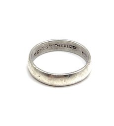 Mexican Sterling Silver Thick Ring Band, Size 6.75