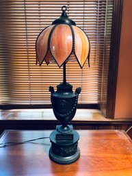 Urn Style Table Lamp With Glass Shade