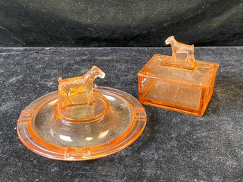 L. E. Smith Glass Company Ashtray And Trinket Dish