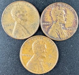 Lot Of 3 Wheat Pennies 1953, 1953-D, 1953-S