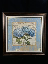 Framed Blue Hydrangeas Post Card Print