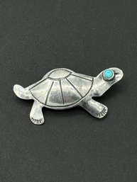 Turquoise & Sterling Silver Turtle Pin/ Brooch