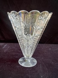 Vintage German Hofbauer Byrdes Lead Crystal Fan Vase