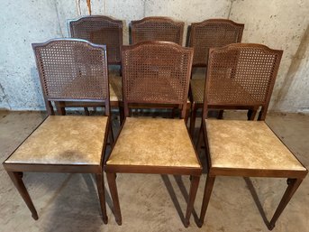 Set Of 6 Vintage Cane Back Folding Chairs