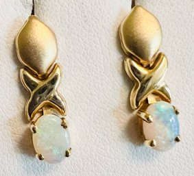 14K GOLD OPAL DANGLE EARRINGS