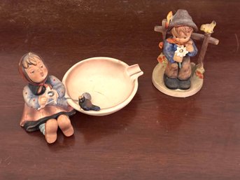 Two MJ Hummel By Goebel Germany Ceramic ' Children Singing W/ Birds And Relaxing In Nature'