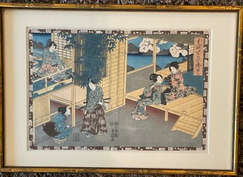 Vintage Japanese Wood Block Print Scene #2