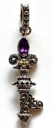 Barbara Bixby Sterling Silver & 18K Gold Amethyst Key Pendant