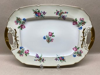 Gorgeous T&V Limoges France La Choche Platter Gold Handles And Gold Rim. 12' X 16 5/8'. Flawless.