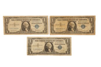 1957, 1957A, 1957B One Dollar Silver Certificates With Blue Seals