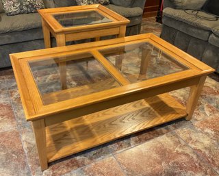 Glass Top Coffee Table With Matching Side Table