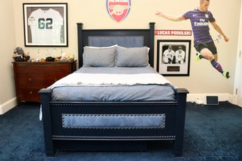 Navy Panel Full Bed With Blue Ribbed Microfiber Insert