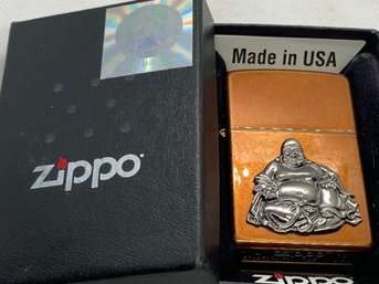 New In Box ZIPPO Lighter- Bronze With Seated Buddha