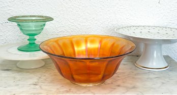 Vintage Glass And Ceramic Serving Ware
